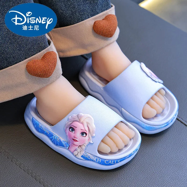 Disney Children's Slippers Summer Girl's Cute Cartoon Elsa Princess Anti slip Soft Sole Indoor Bathing Sandals and Slippers