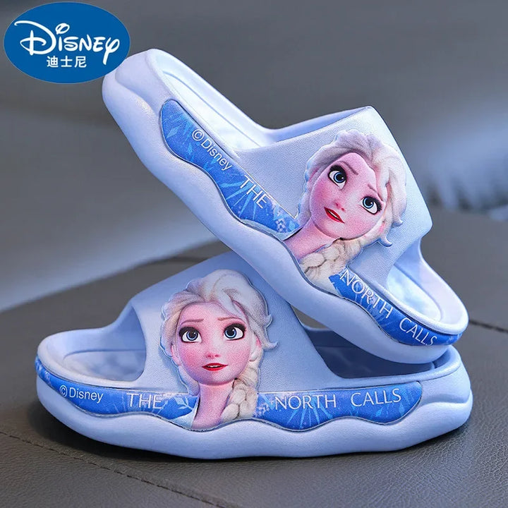 Disney Children's Slippers Summer Girl's Cute Cartoon Elsa Princess Anti slip Soft Sole Indoor Bathing Sandals and Slippers